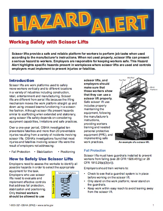 OSHA's hazard alert
