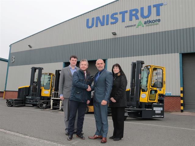 Unistrut purchasing manager Jason Burley; Mike Oseland from Briggs Equipment; Unistrut MD Carl Jones and Tracey Ng, senior buyer.