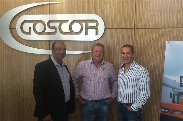 Randhir Haripersad, Goscor Group GM Africa; Erich Bartsch, MD Barex Equipment; and Frans van der Heever, national key accounts manager at Goscor.