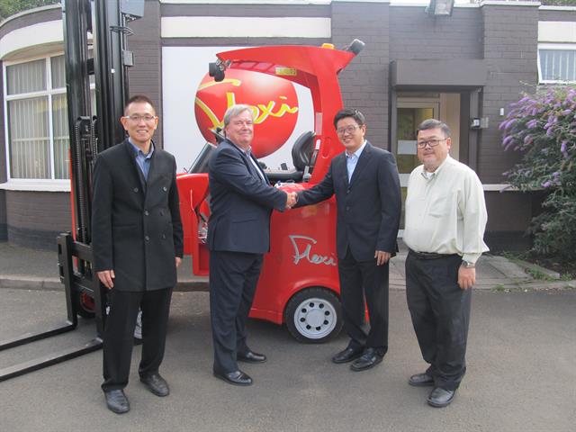 L to R: Kevin Chee, assistant sales manager, Y.K. Toh Marketing (S) PTE Ltd; John Maguire, sales director, Narrow Aisle Ltd; Sunny Toh, director, Y.K. Toh Marketing (S) PTE Ltd; Desmond Ngiam, sales manager, Prestar Marketing SDN BHD.