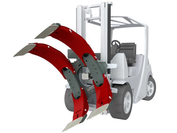 KAUP follows a new direction regarding clamp arm kinematic on the new rotating Roll Clamp T458B.