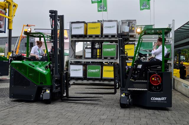 Women behind the controls in Combilift's precision driving demonstration.