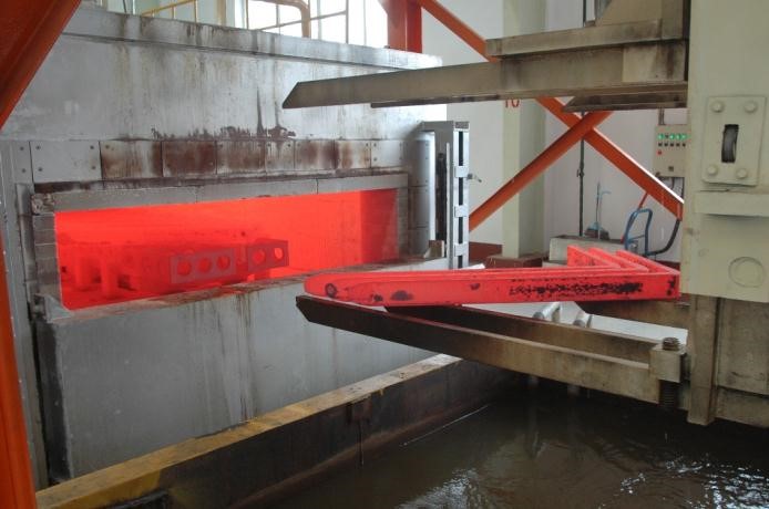 Full thermic heating. Hardening takes place at ~ 900°C (1650 °F)