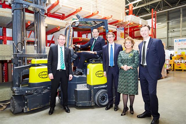 Martin McVicar (Combilift), Leo Varadkar Minister for Social Protection, Marc Tenart CEO Castorama, Geraldine Byrne-Nason (Irish ambassador to France) and Leo McAdams of Enterprise Ireland.