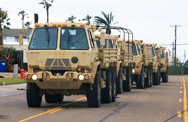 Texas National Guard soldiers arrive in Houston, Texas to aid citizens in heavily flooded areas. PHOTO: STARS AND STRIPES