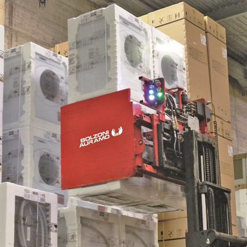 Bolzoni Auramo Carton Clamp fitted with i-MOVE system