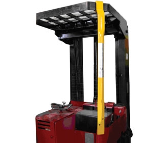An innovative safety device to protect operators of stand up industrial trucks against accidental rear-ward collisions with racking systems.