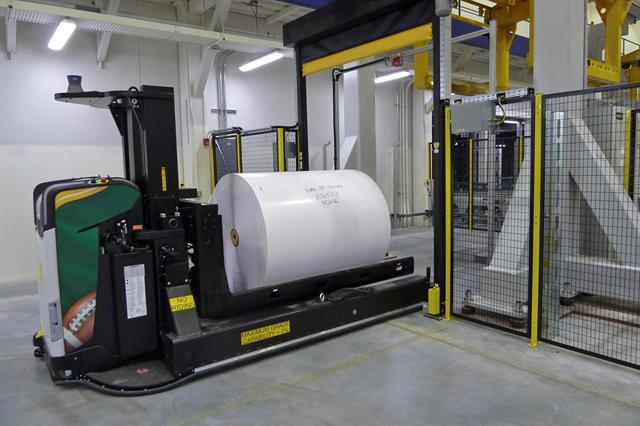 Roll AGV for supply to and removal from production.