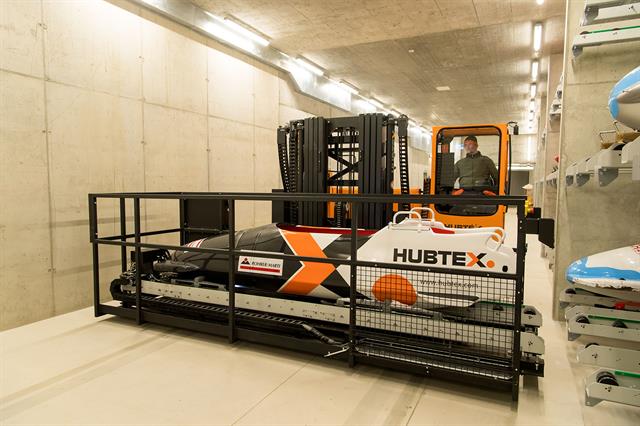 The multidirectional sideloader featuring a loading platform.