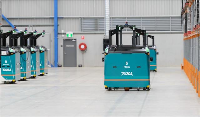 One of Toll's Dematic AGVs