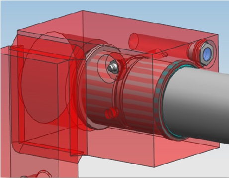 Multi Pallet Handler detail of the arm carrier autolubricating system.