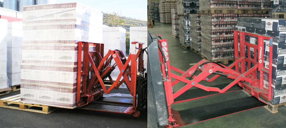 Wine handling on pallet and slip-sheet.