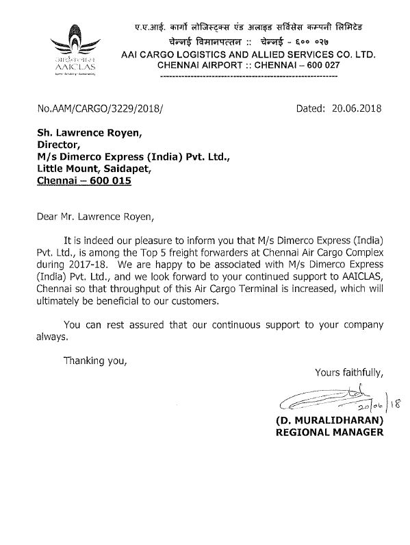 Dimerco's official recognition