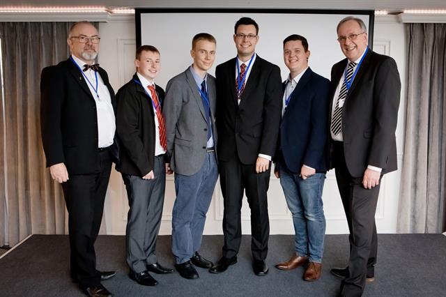 F-TEC head trainer Kevin Michel; Benjamin Feehan; Andrew Gay; Christopher Bell; Ashley King and F-TEC managing director Karl Baum