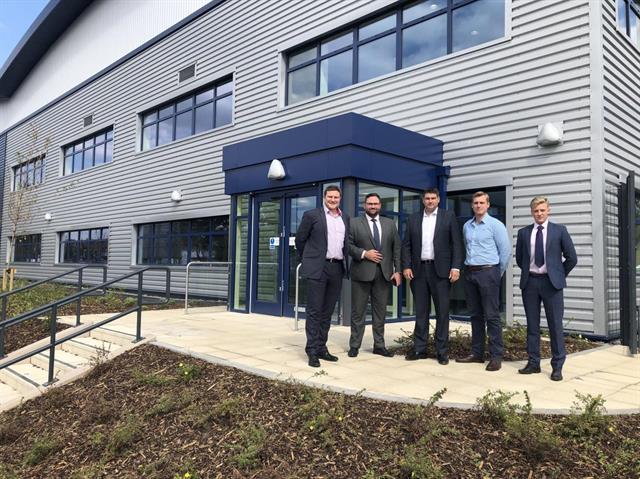 Jon Robinson (Barberry Developments), Paul Kelly and Simon Barkworth (Crown Lift Trucks), Adam McGuinness (MWRE) and Callum Durrant (JLL).