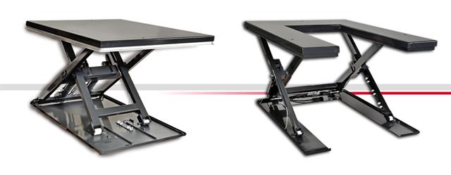 Lift Tables: closed top platform and U-shaped platform, for evenly distributed loads.