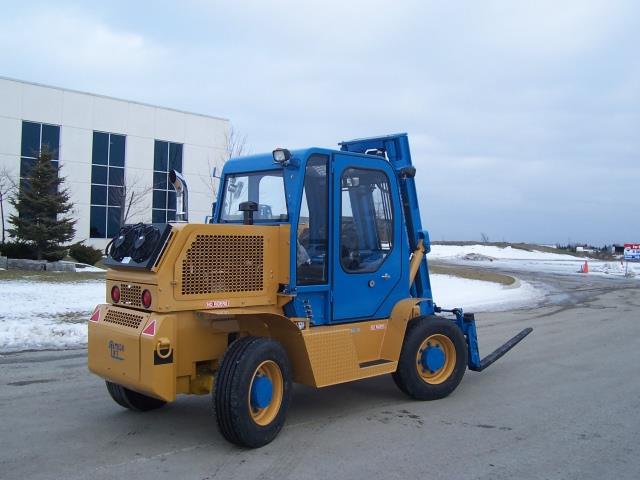 Omega lift introduces 4-wheel steer compact rough terrain forklift