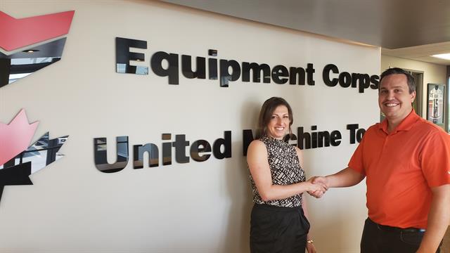 Janine Smith, vice president at Hydra-Slide, and Luke Habza, account manager at Equipment Corps