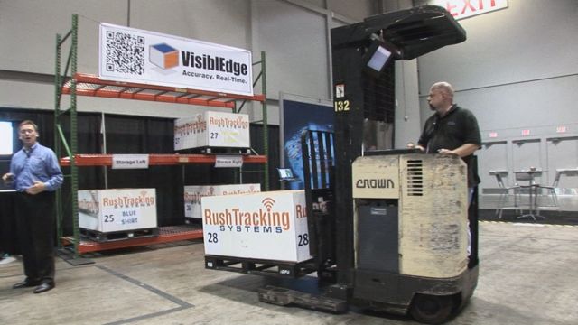 Rush Tracking Systems uses forklift to demonstrate RFID capabilities.