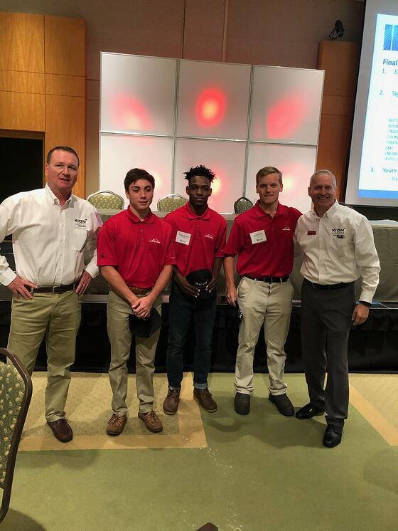 KION's David Brown and Jeff Peterson with apprentices Evan Quade, Taj'Jay Jackson and Drake Head