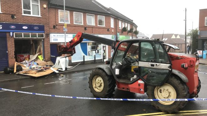 The crime scene and offending forklift. PHOTO: BBC