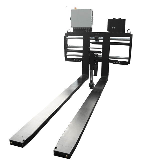 Fully electric fork positioner designed for the automotive industry.