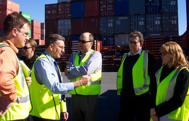The team visiting Chalmers in Brisbane Port