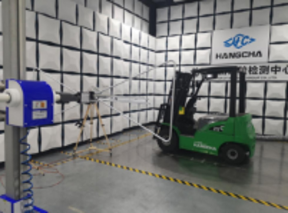 Hangcha XC series electric forklift undergoing electro-magnetic compatibility testing
