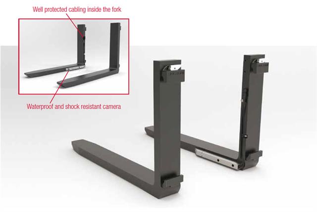 Easy-FORKS with camera fitted on the inner right fork side.