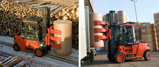 Jumbo reel paper roll clamps can be fitted with three or four arms and customized height, according to the reel weight.
