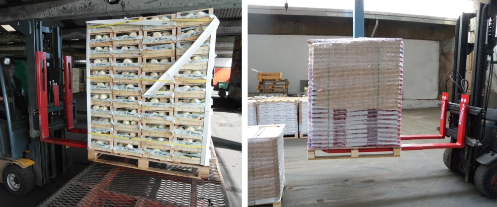 To reach palletized goods on second deep position or to handle two pallets at a time, reducing the number of lift truck journeys.