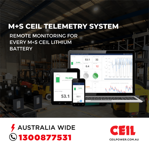 CEIL's online Telemetry system integrated is into every M+S CEIL Lithium Battery providing monitoring data on demand.