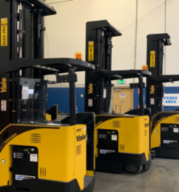 Yale reach trucks powered by OneCharge lithium batteries