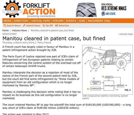 JCB to appeal patent ruling