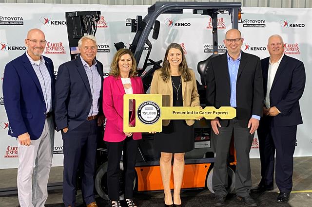 Pictured (L-R): Jeff Burns (Kenco Toyota-Lift); Richard Deboer, (Carter Express); Anne Ewing, (TMH); Jessica Paugh Warnke (Carter Express); Josh Linnemann and Bret Bruin (TMH)
