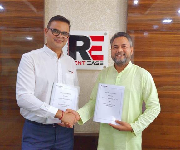 Meghraj Singh (RentEase) and Souma Ray (Haulotte India) sign their agreement