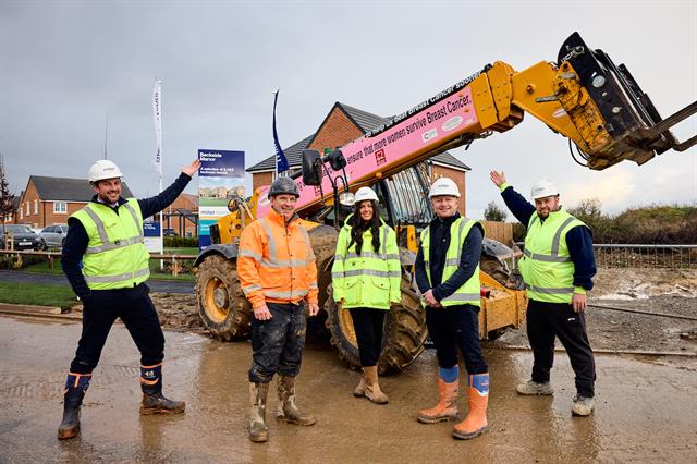 Homebuilder paints forklift pink for charities