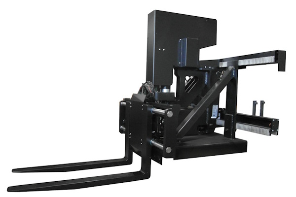 Full-electric Bolzoni trilateral head for AGV