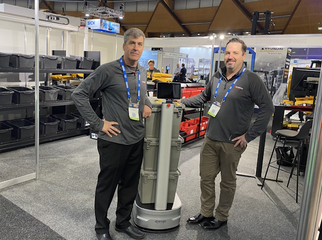 Thomson Brockmann came out from Florida to show off Tompkins Robotics new AMR with local representative Sean Hewat