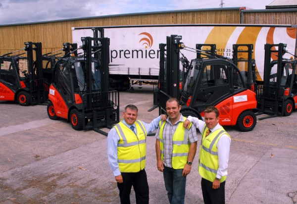 Linde diesel forklifts are being used at Premier Forest Products' sites at Alexandra Dock, Newport, South Wales to handle timber, fibreboard and panels.