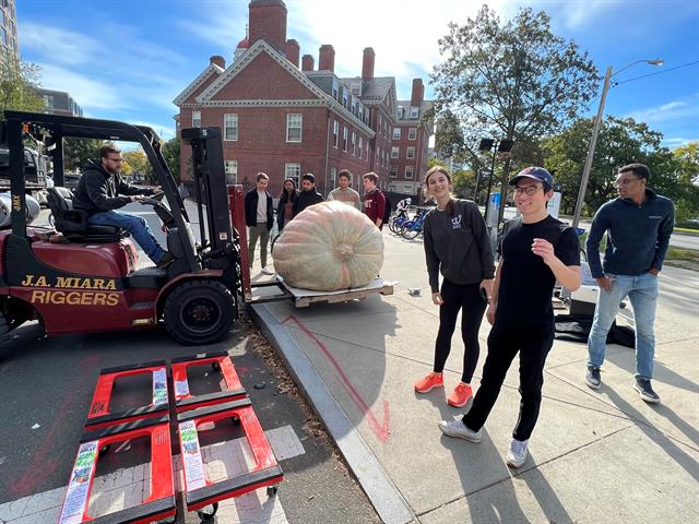 A forklift, a fundraiser, a giant pumpkin and a river cruise