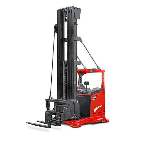 Hangcha's Man-Down Turret Truck can be optionally equipped with guide rails or magnetic strips for guidance