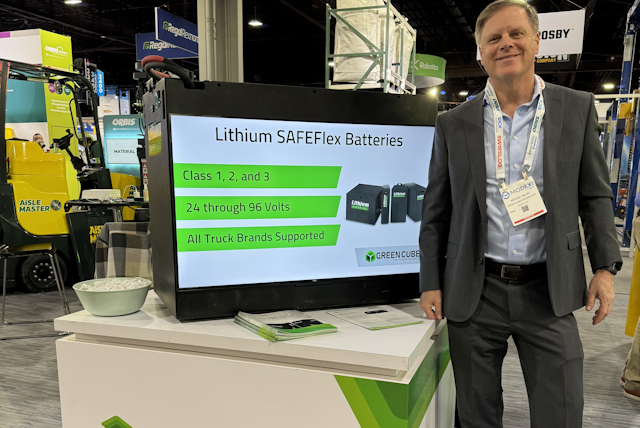 lithium safeflex batteries displayed at the greencubes stand at Modex 2024