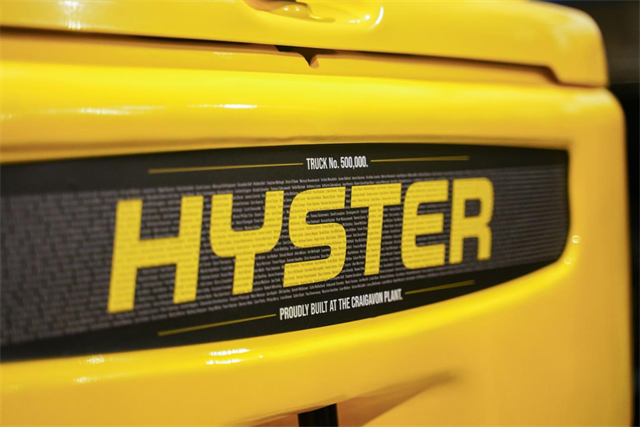 The donated forklift features the name of every current employee at the manufacturing plant