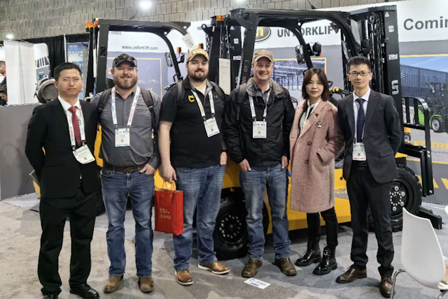 The UN forklift team at modex get set to unveil UN's latest F Series forklift
