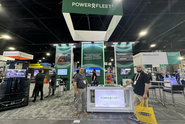 The Powerfleet team are busy educating visitors on the power of their data analytics and AI-driven solutions.