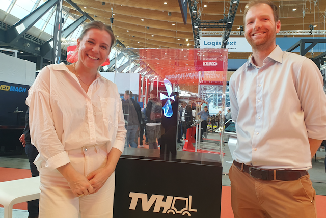 TVH's Simon Dhaenens and Daphné Lammens are excited about the crowds dropping by to see their wide range of spare parts.