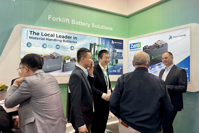 ROYPOW stand, they bring news of their 13 forklift battery models to logimat