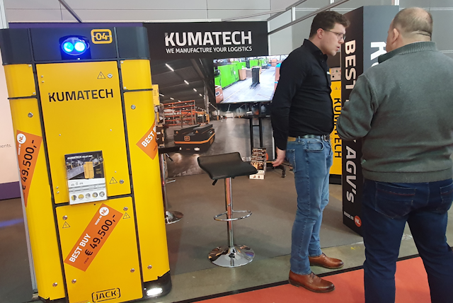 At Dutch manufacturer Kumatech's stand the team shows off their affordable automation solutions