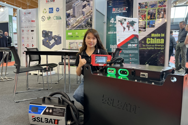 Bella Chen, sales manager at BSLBATT brought a selection of their best lithium battery solutions to LogiMAT 2024.